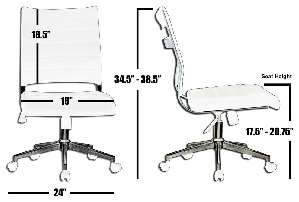 Set of 2 Mid Back Swivel Boss Ribbed PU Leather Office Chair Modern Ergonomic, Grey