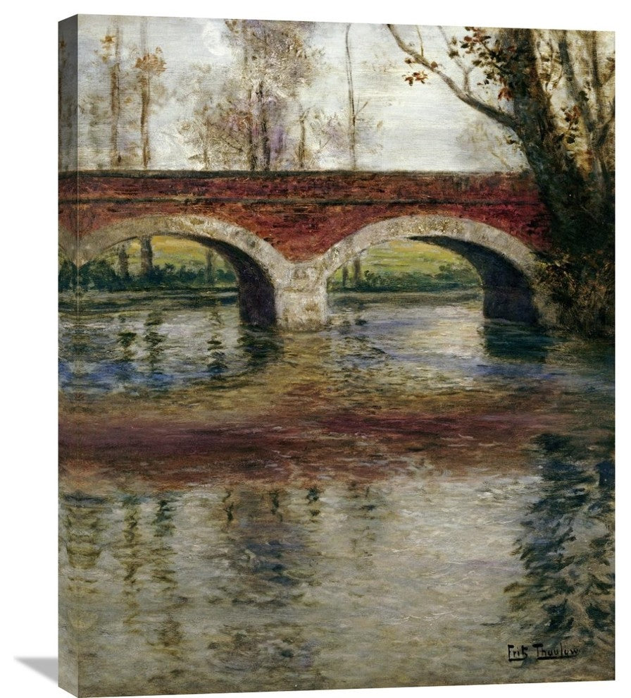 "A River Landscape With a Bridge" Canvas Giclee by Frits Thaulow, 24"x30"