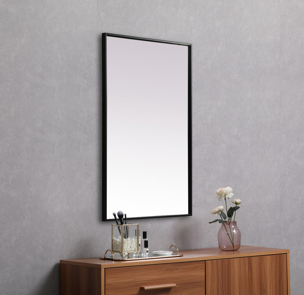 Metal Frame Rectangle Mirror 24X36 Inch, Black