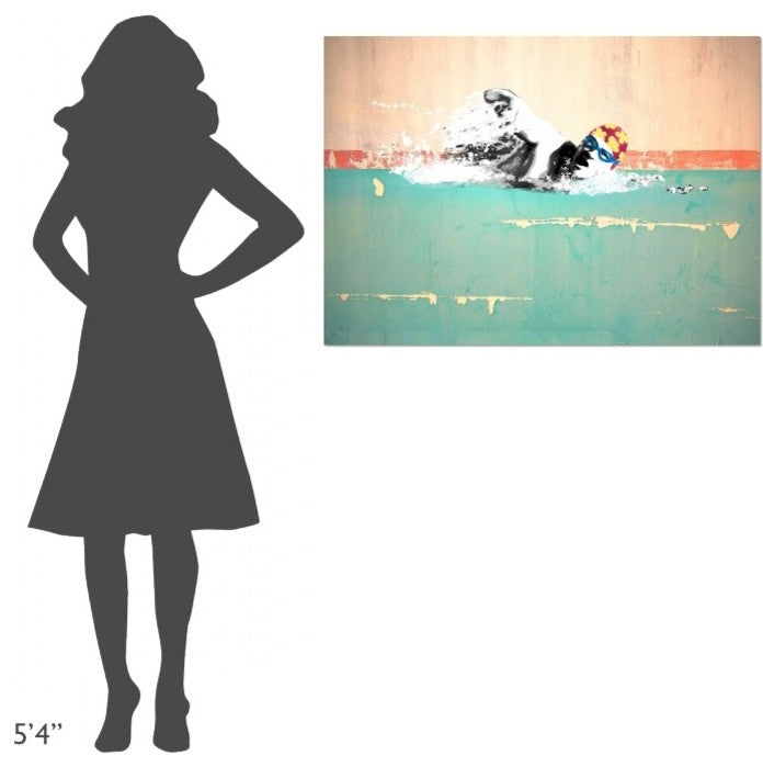 "Swim on! Bronx, NYC" Stretched Canvas Giclee by Masterfunk Collective, 40x28"