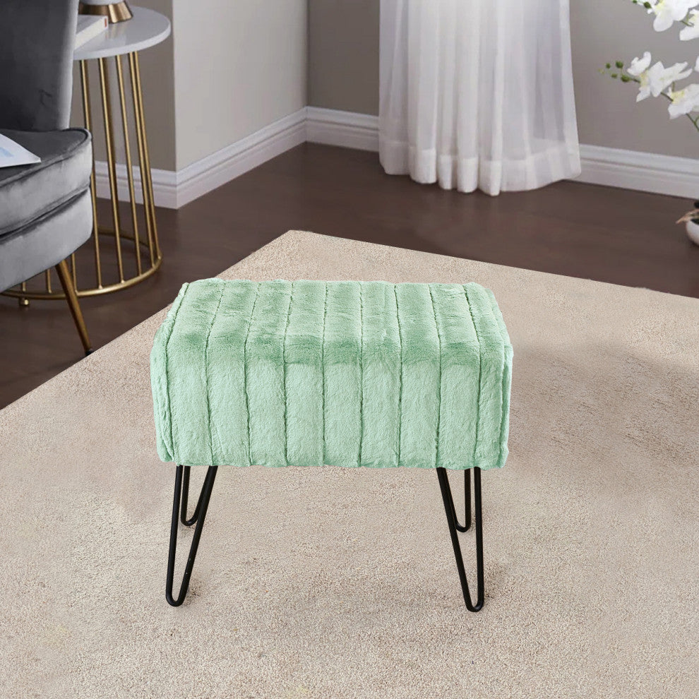 Serenta Super Mink Ottoman, Sea Foam, 19''x13''x17''