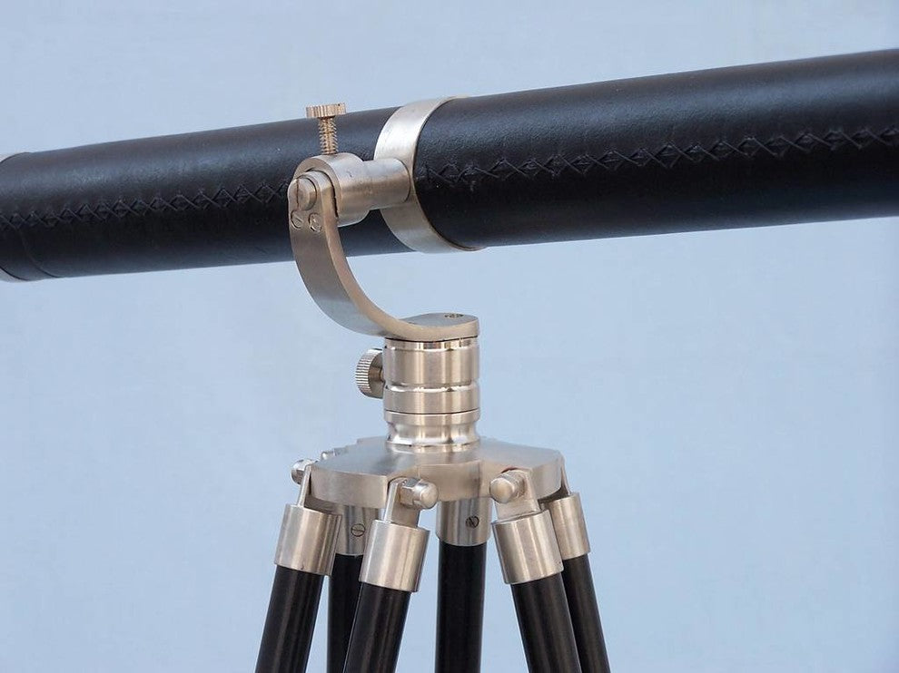 Floor Standing Brushed Nickel With Leather Galileo Telescope 65''