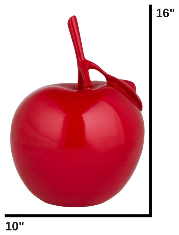 Resin Apple Sculpture, Chrome Style, Red