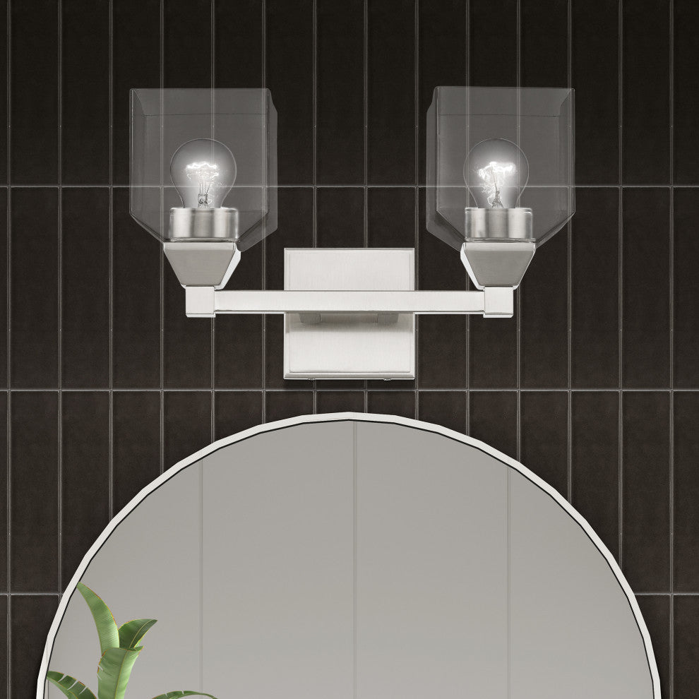Aragon 2 Light Brushed Nickel Vanity Sconce