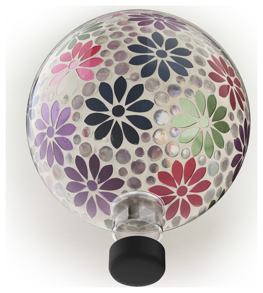 Colorful Daisy Gazing Globe with Mosaic Flower Design