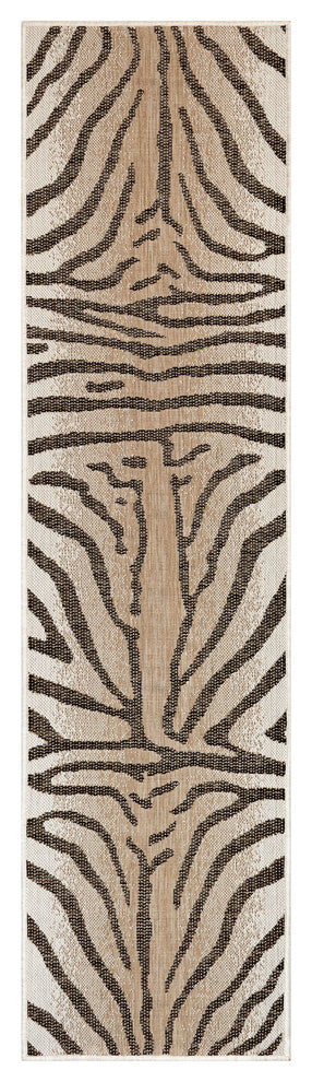 Carmel Zebra Indoor/Outdoor Rug Sand, 1'11"x7'6" Runner
