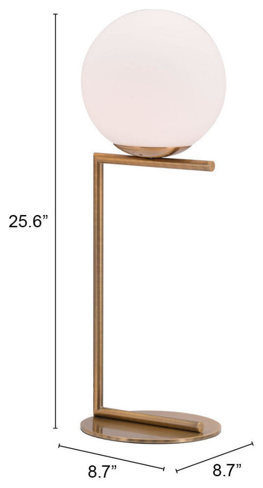 Table Lamp, Glass, Steel Metal, Brass, Gold, White, Kitchen Lounge Cafe Bistro
