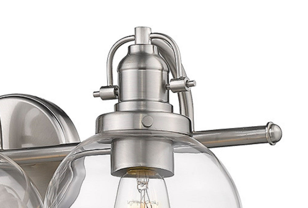 3 Light Retro Modern Clear glass Vanity Bath Fixture, Satin Nickel