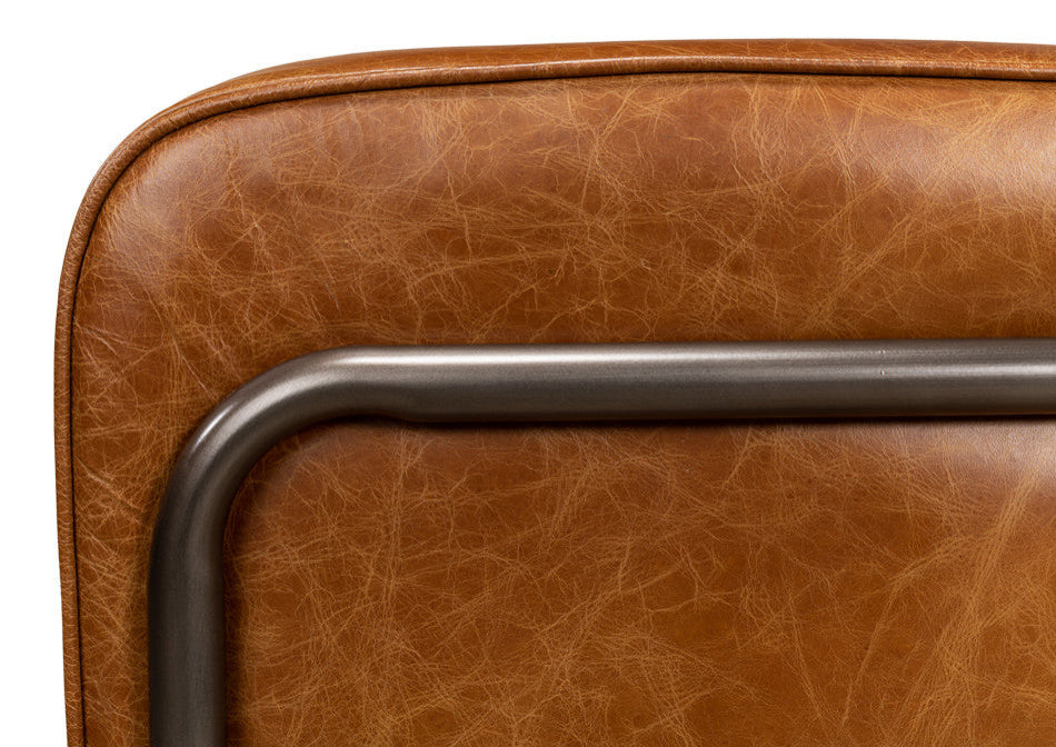 Breda Retro Brown Leather Accent Tub Chair