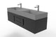 CastelloUSA Amazon 60" Wall Mounted Bathroom Vanity Set, Black, Gray Top, Black Handles
