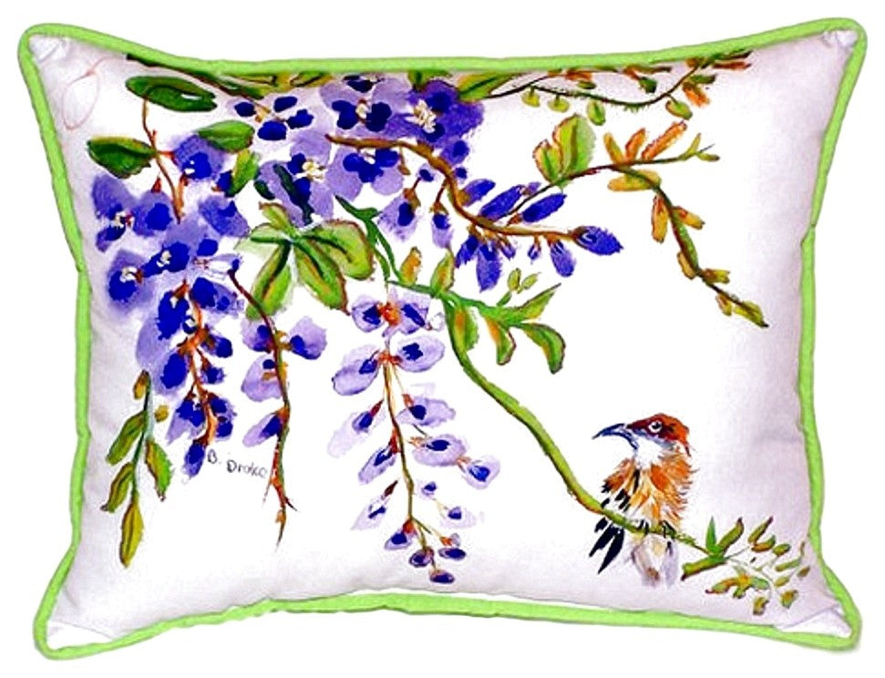 Wisteria & Bird Small Indoor/Outdoor Pillow 11x14 - Set of Two