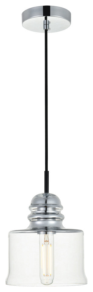 Kenna 1 Light Pendant, Chrome And Clear