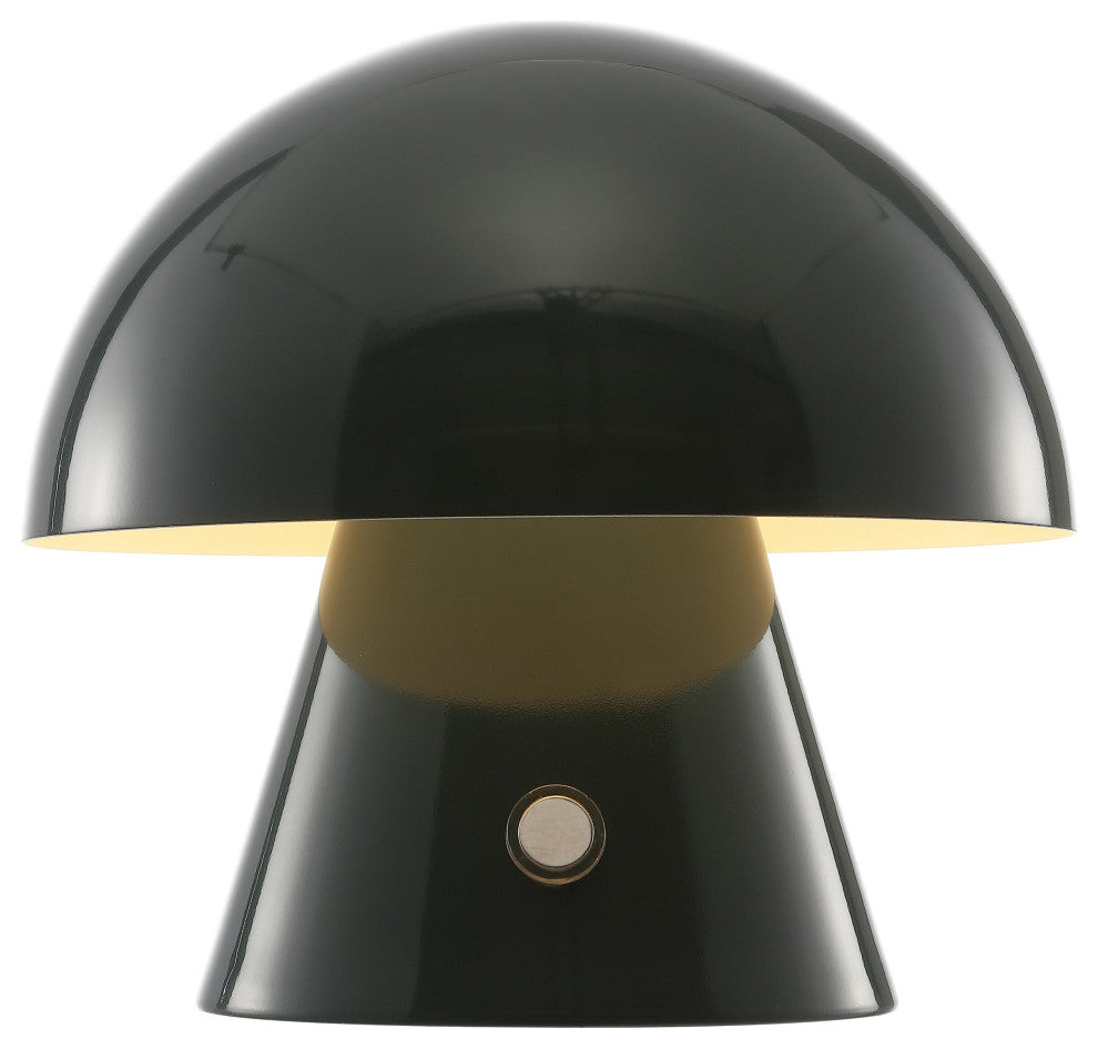 Porcini 7" Rechargeable/Cordless Iron LED Mushroom Table Lamp, Forest Green