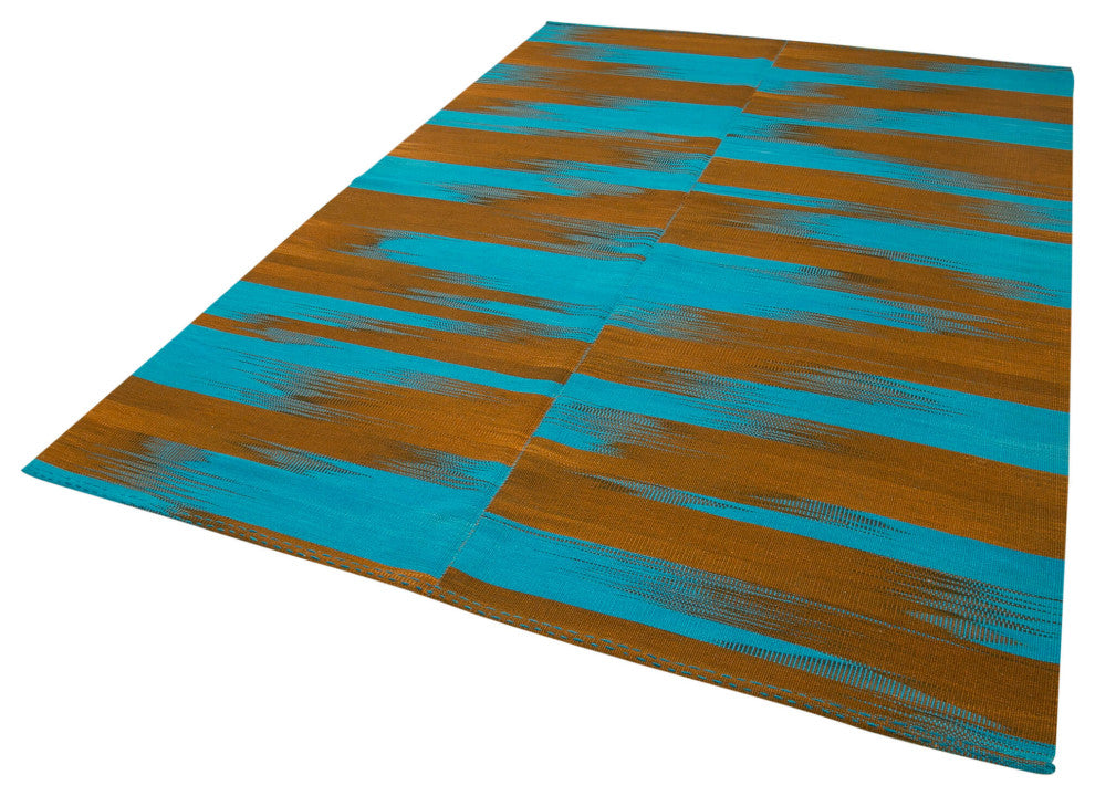 Rug N Carpet - Handmade Oriental 6' 8'' x 9' 6'' Modern Design Wool Kilim Rug