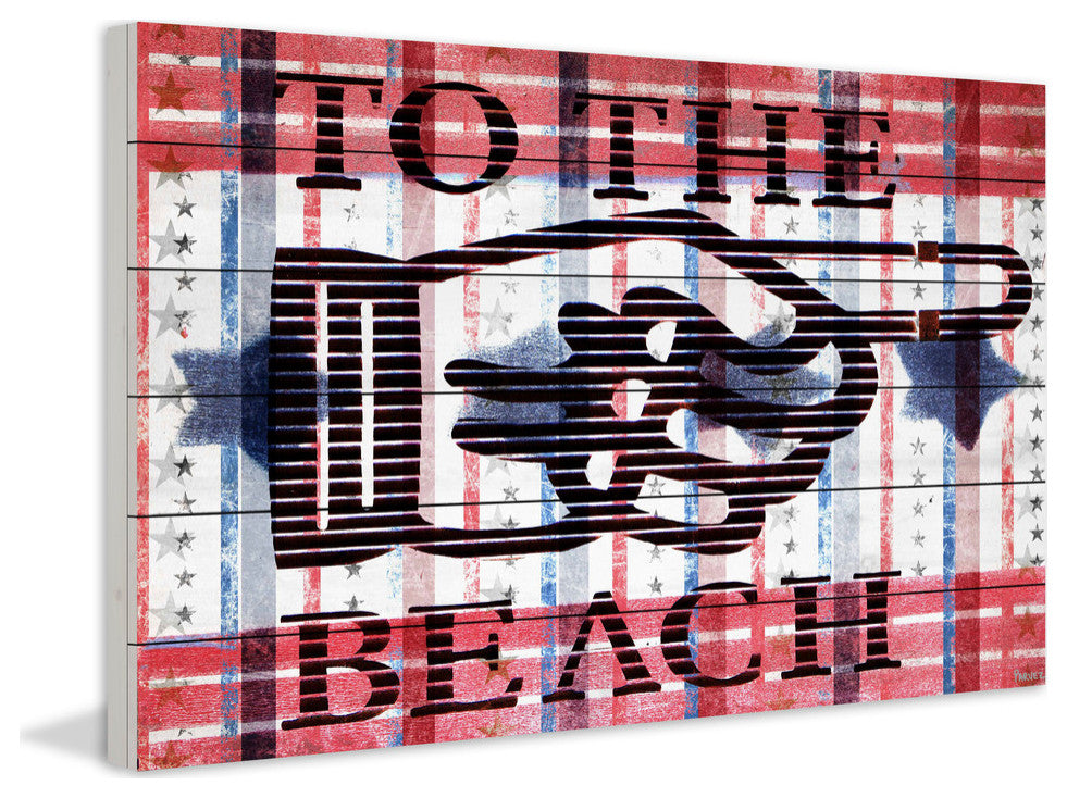 "Beach Pointer" Print on White Wood, 45"x30"