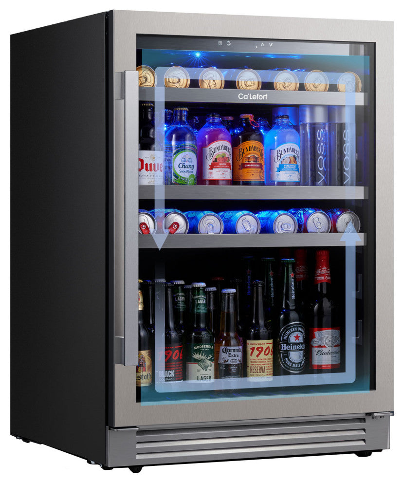 Ca"™Lefort 24" Drink Fridge: 180 Can, LED Lights, Built-In/Freestanding