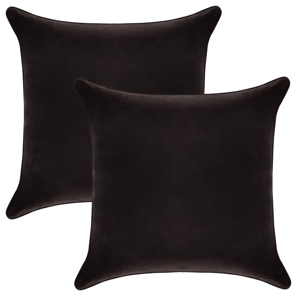 A1HC Soft Velvet Pillow Covers, YKK Zipper, Set of 2, Smoky Black, 22"x22"