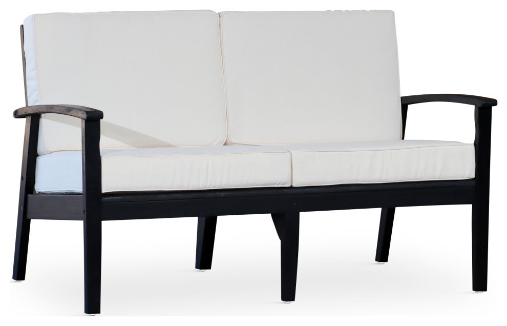 DTY Outdoor Living Longs Peak Eucalyptus Loveseat w/ Cushion, Espresso, Cream