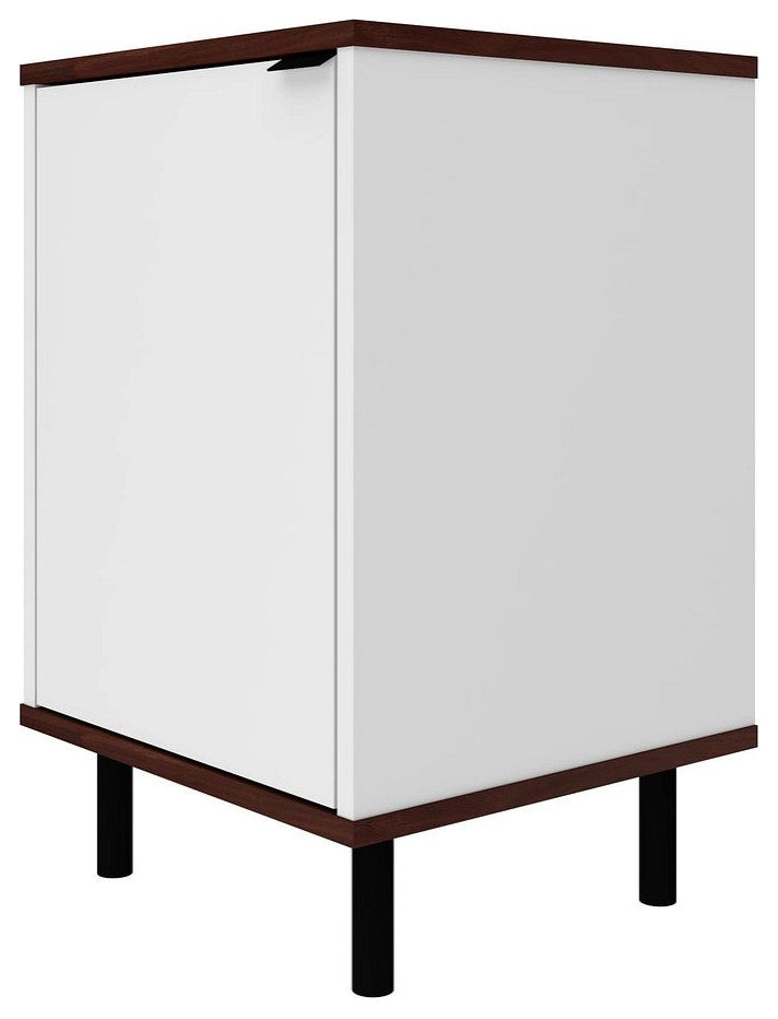 Mosholu Nightstand in White and Nut Brown