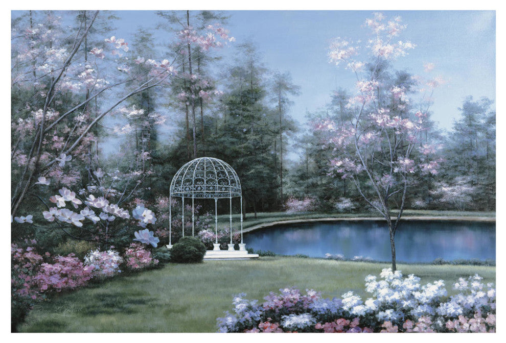"Lakeside Gazebo" Digital Paper Print by Diane Romanello, 32"x22"
