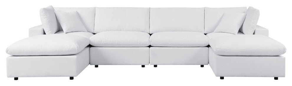 Modular Lounge Sectional Deep Sofa Chair Set, Sunbrella, White, Modern, Outdoor