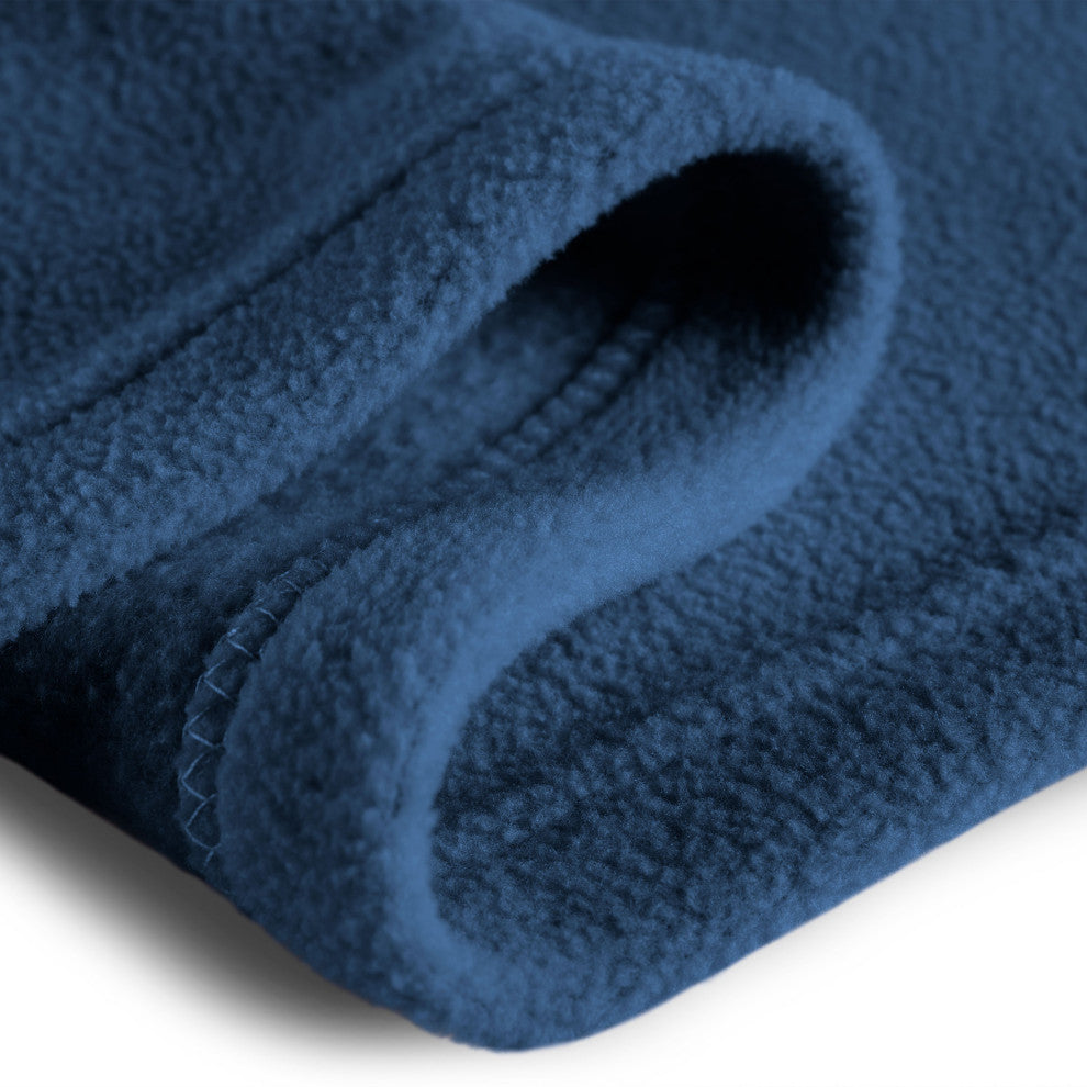 Bare Home Polar Fleece Lightweight Blanket, Dark Blue, Throw