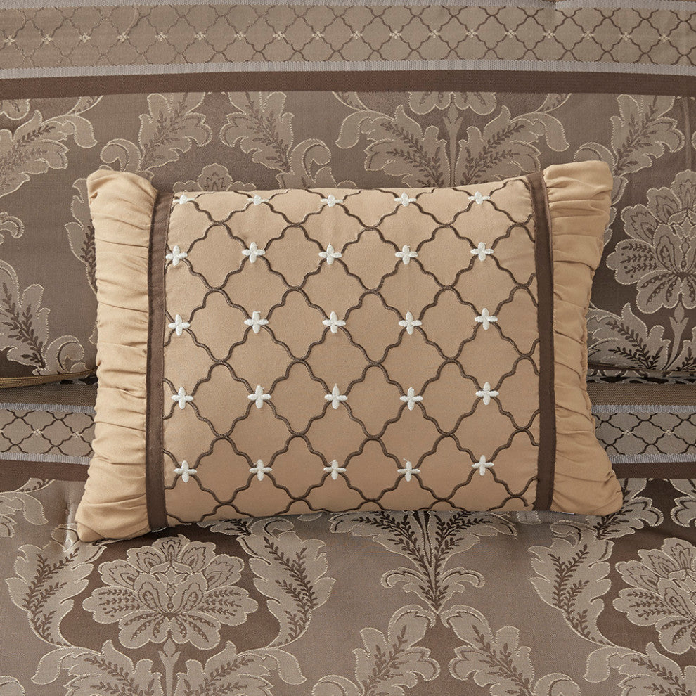 Madison Park Bellagio Classic Botanical 7-Piece Comforter Set, Gold/Brown, Cal K