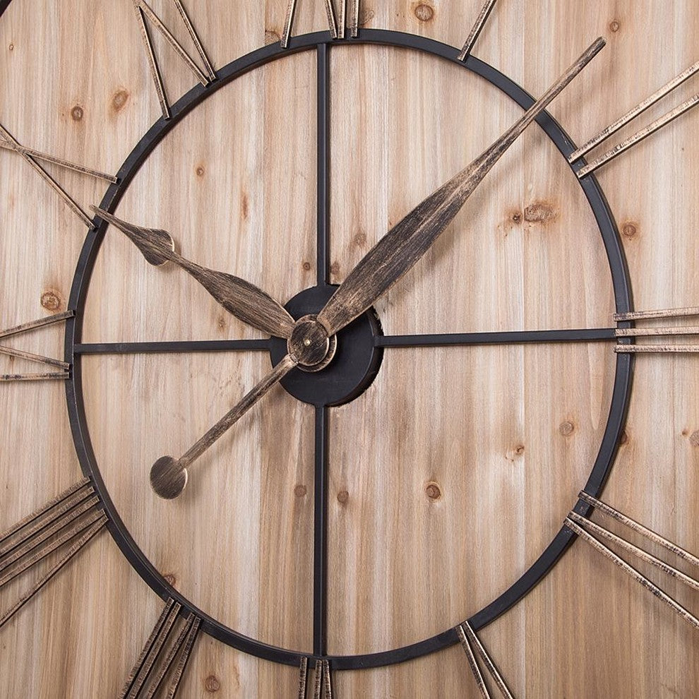 Utopia Alley Oversized Roman Square Wall Clock, 47", Wood Finish