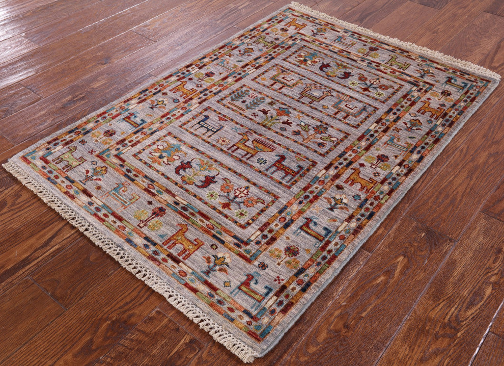 Tribal Persian Gabbeh Handmade Rug 2' 8" X 3' 9" Q8391