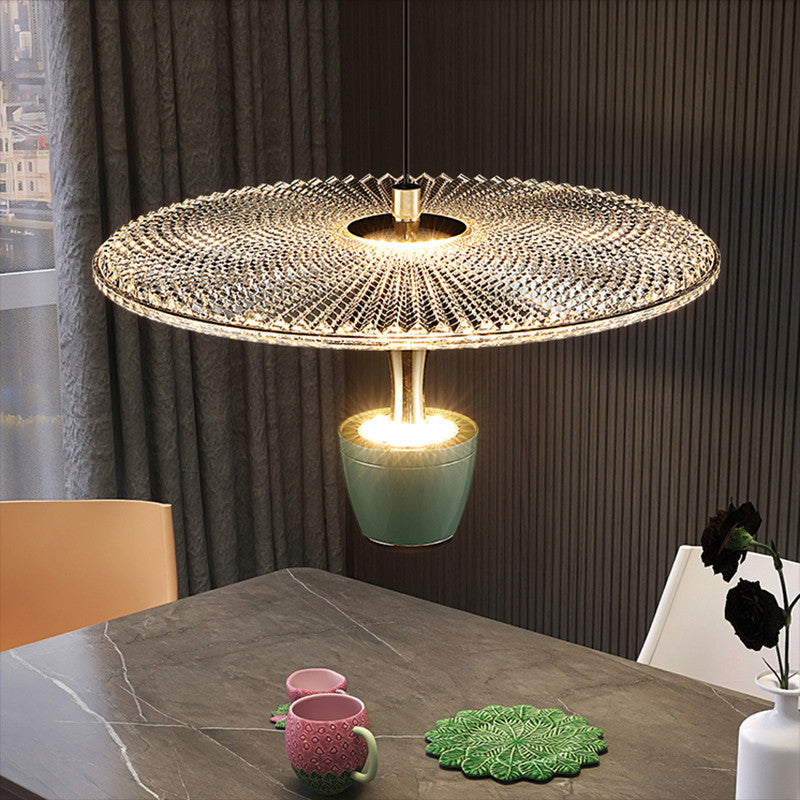 MIRODEMIÂ® Engelberg | Chandelier in the Shape of Art Flower Umbrella, Green, Warm Light