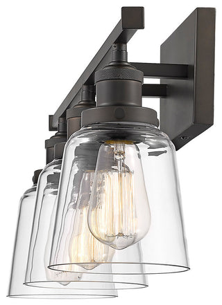 3 Light Updated Modern Vanity Bathroom Light, Oiled Bronze With Clear Glass