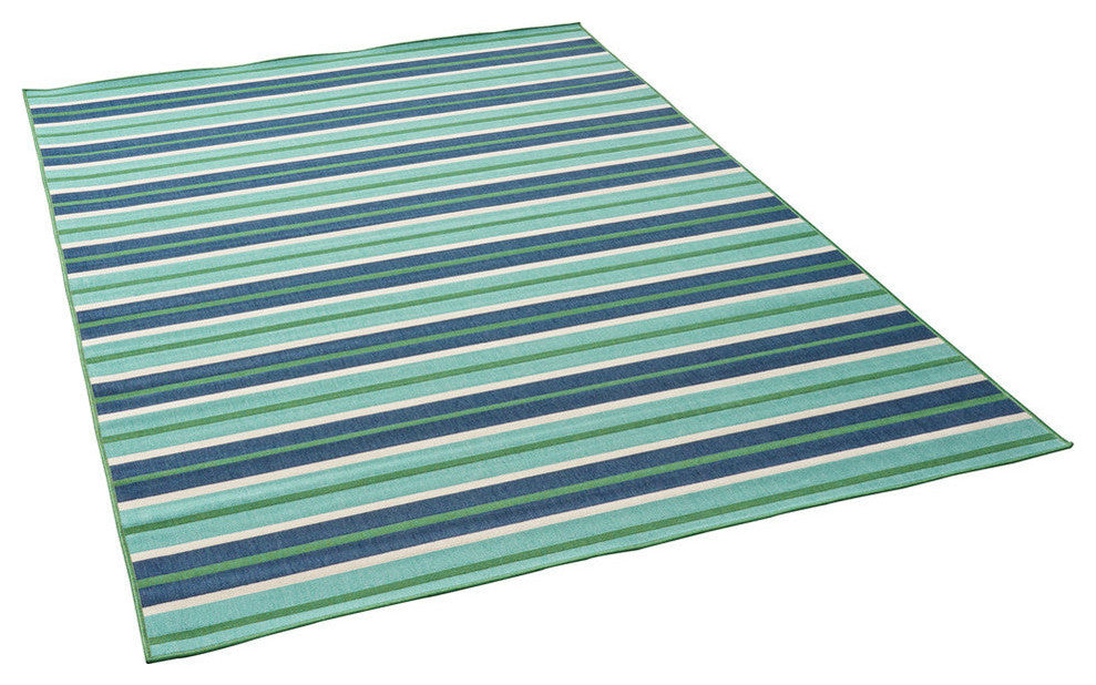 GDF Studio Celia Outdoor Geometric  Area Rug, Blue and Green, 8'x11'
