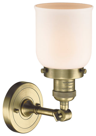 1-Light Small Bell 5" Sconce, Antique Brass, Glass: Matte White Cased