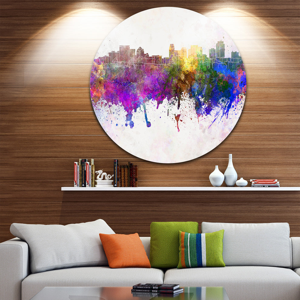 Salt Lake City Skyline, Cityscape Disc Metal Artwork, 23"