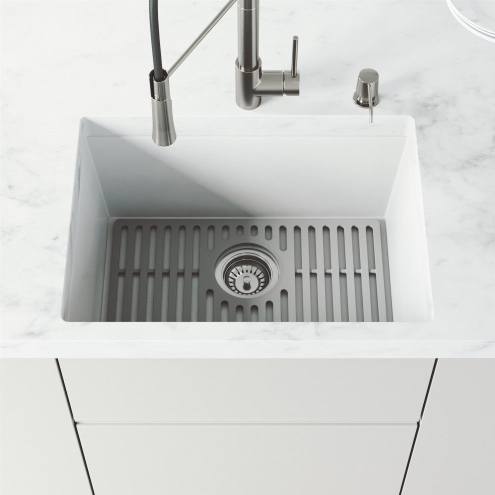 VIGO Silicone Protective Bottom Grid for Single Bowl Kitchen Sink, Gray, 19"lx14"w