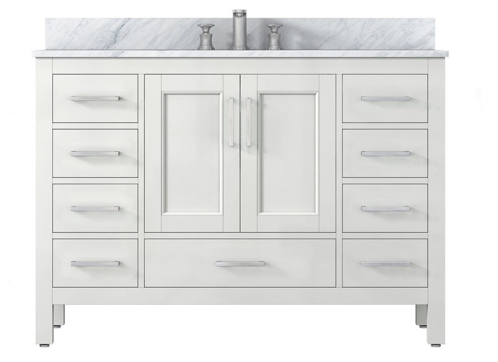 48 inch Plywood Freestanding Bathroom Vanity Set with Drawer and Doors, Matte White