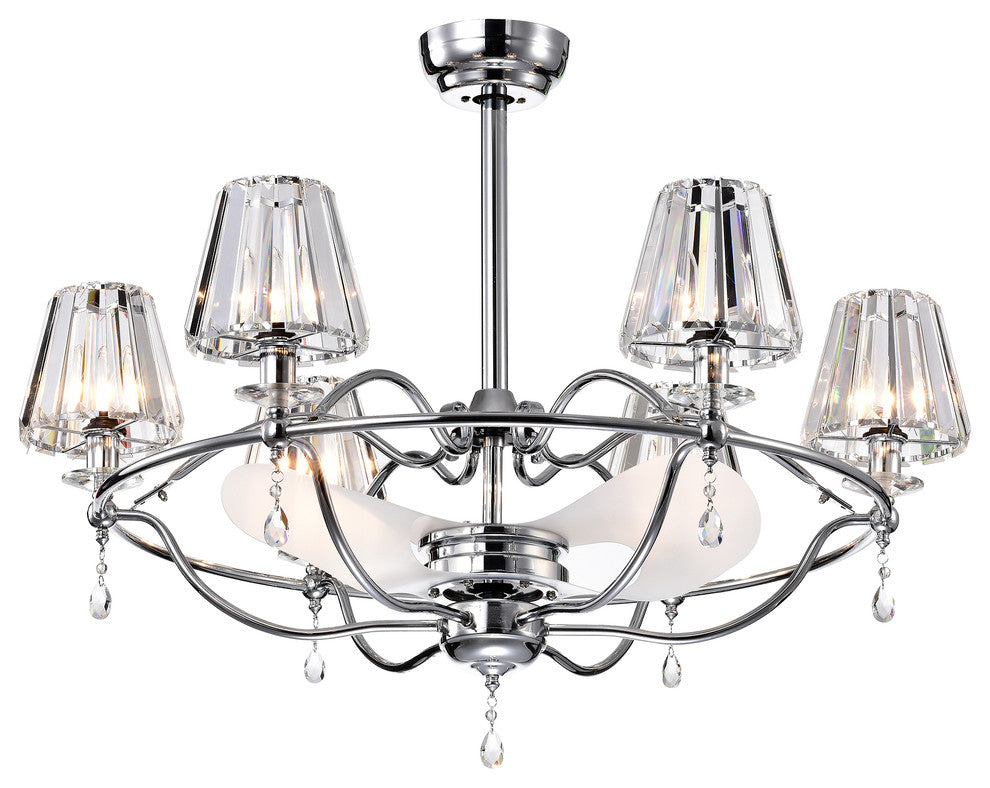 Kamlin Ceiling Fan Fandelier with Crystal Shades (includes Remote and Light Kit)