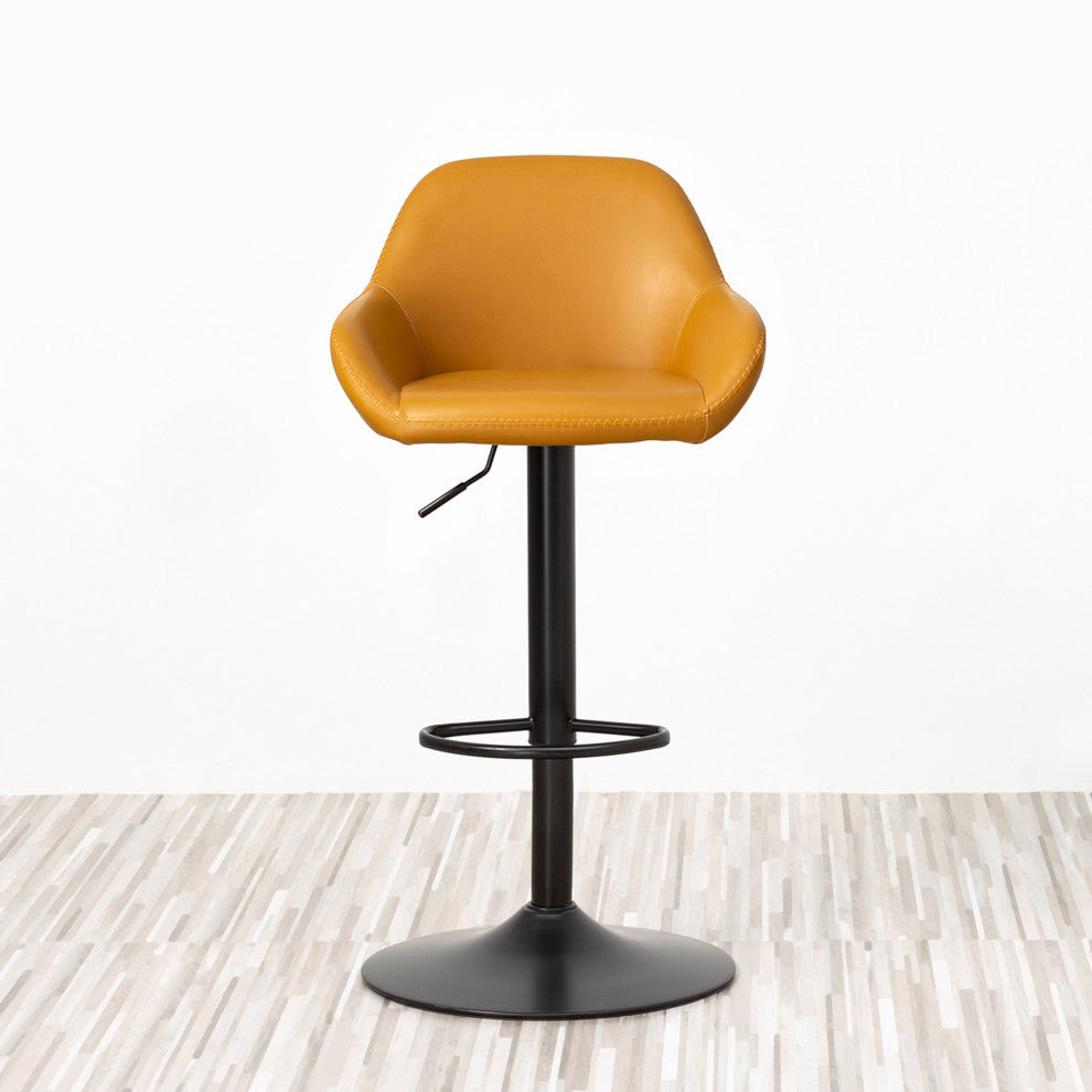 Mid-Century Modern Adjustable Swivel Bar Stool, Mustard Yellow