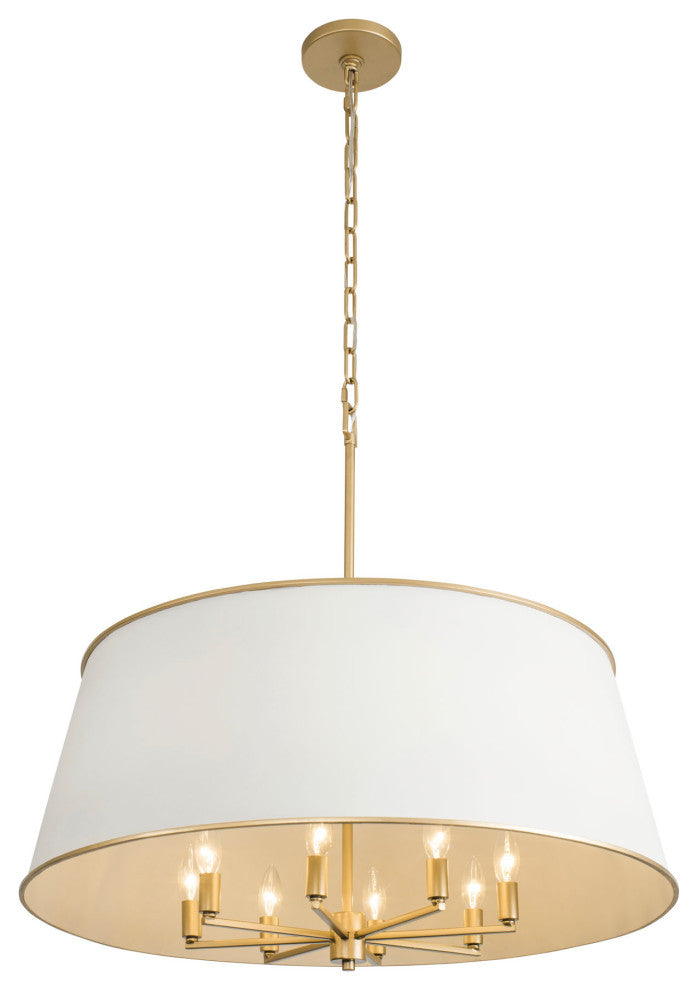 Varaluz 364P08 Coco 8 Light 32"W Pendant - Matte White / French Gold