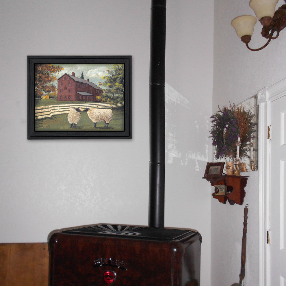 "Hancock Sheep" By Pam Britton, Printed Wall Art, Ready To Hang, Black Frame