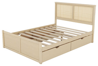 Gewnee Queen Size Wood Storage Platform Bed with 4 Drawers