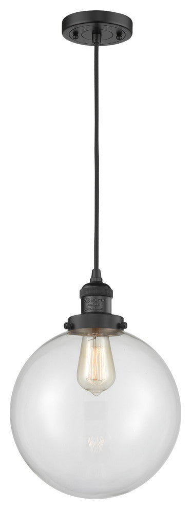 X-Large Beacon 1-Light Mini Pendant, Matte Black, Clear