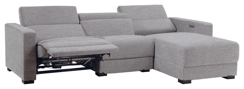 Zara Power Reclining Sectional, Light Gray
