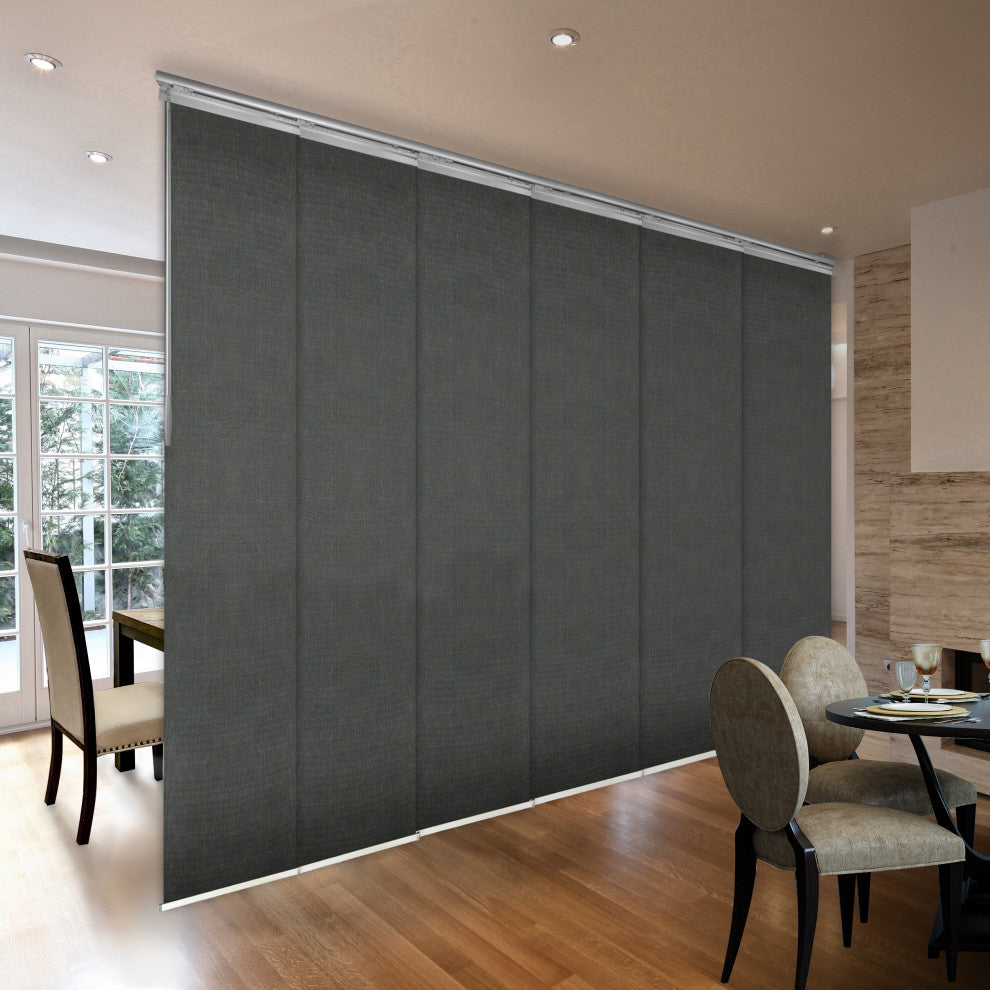 Koala Gray 6-Panel Track Extendable Vertical Blinds 98-130"W