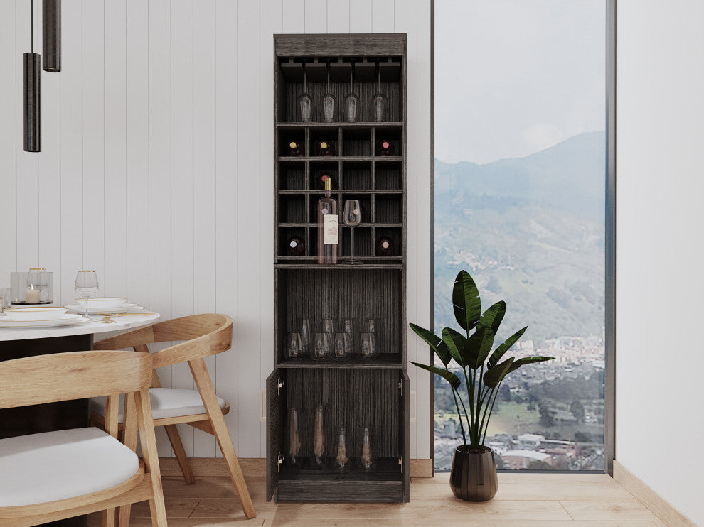 DEPOT E-SHOP Soria Bar Cabinet, Smokey Oak