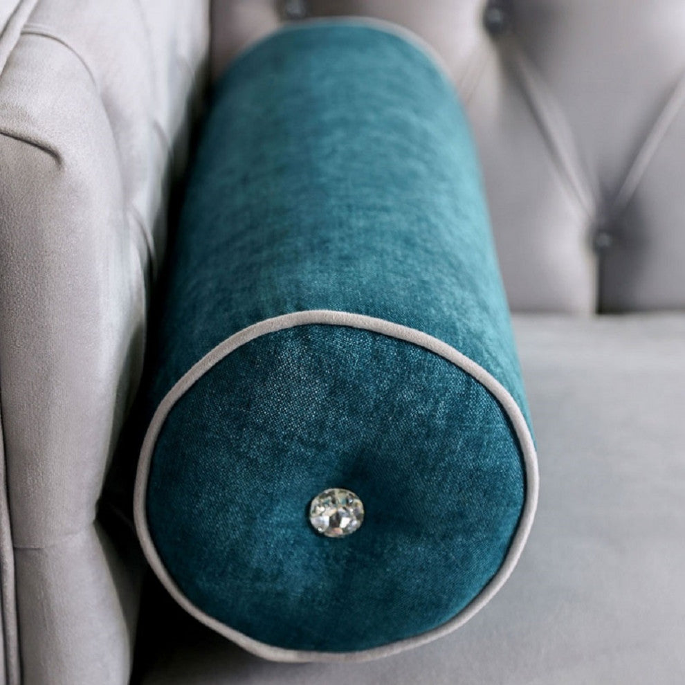Velvet-like Fabric Love Seat with Button Tufted Design, Gray