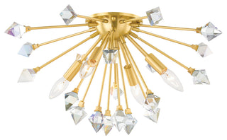 Genesis 4 Light Flush Mount, Aged Brass
