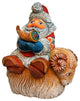 Hand Painted Santa On Sheep Figurine Ornament