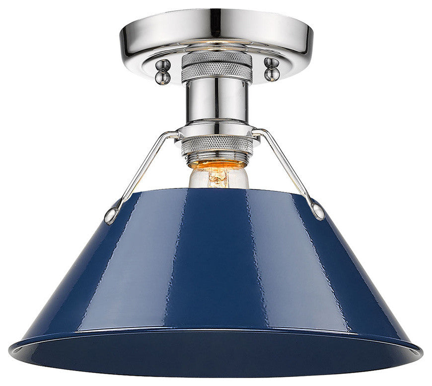 Orwell CH Flush Mount, Chrome With Navy Blue Shade