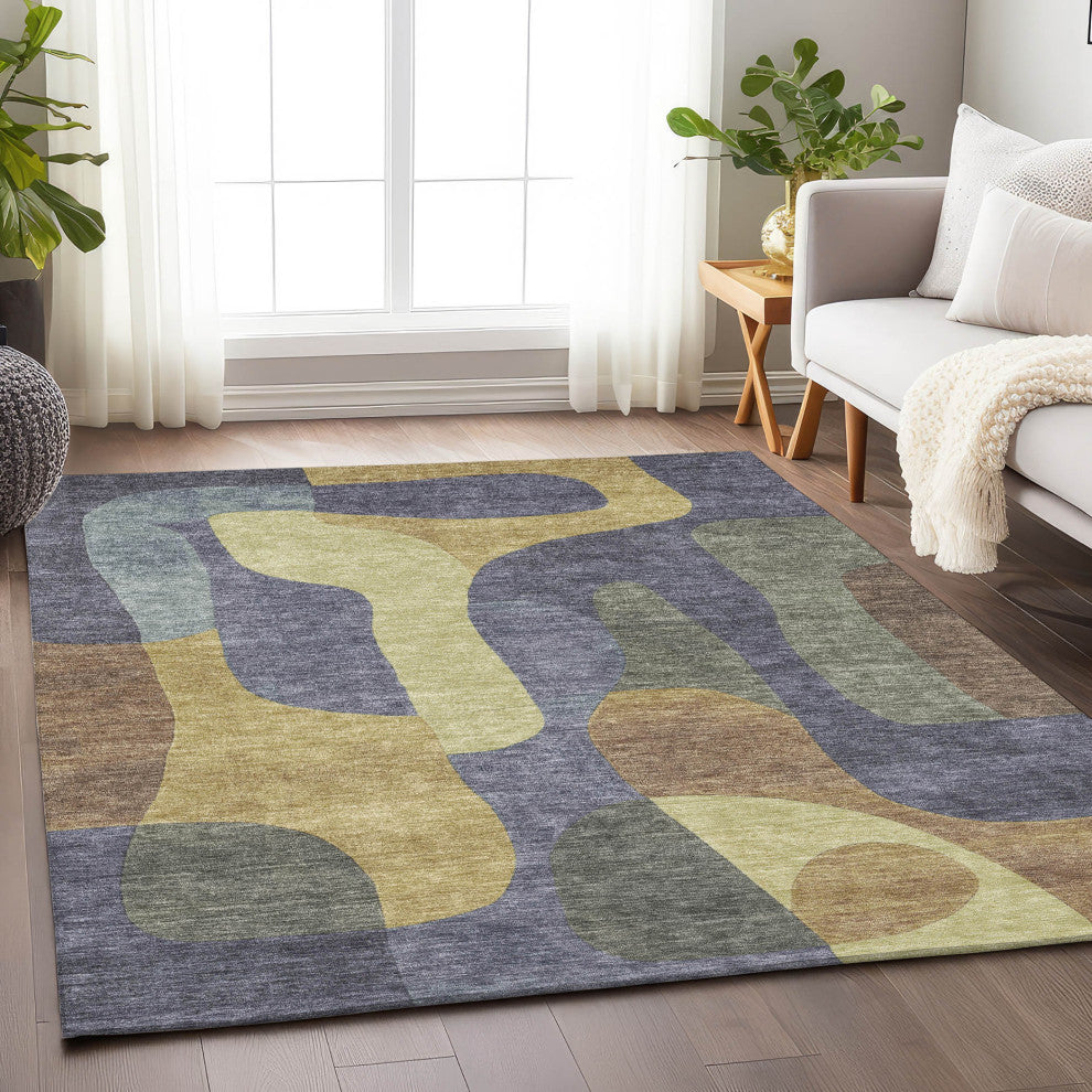 Machine Washable Indoor/Outdoor Chantille ACN1867 Purple 10' x 14' Rug